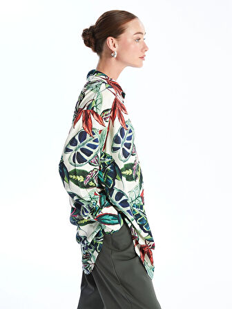 LCWAIKIKI Classic YEŞİL Desenli Kadın Gömlek Tunik