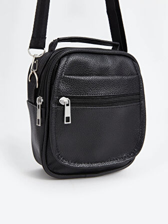 LCW ACCESSORIES SİYAH Deri Görünümlü Erkek Omuz Çantası