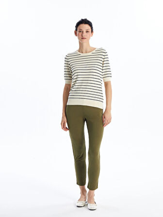 LCWAIKIKI Basic Haki Kadın Beli Lastikli Düz Eşofman Altı