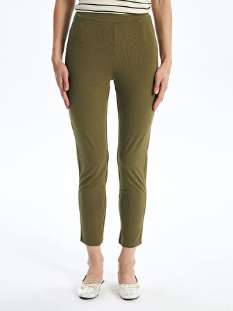 LCWAIKIKI Basic Haki Kadın Beli Lastikli Düz Eşofman Altı