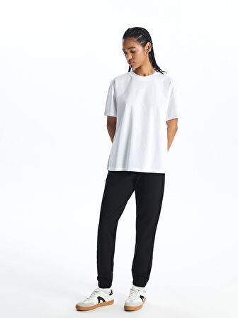 XSIDE Siyah Kadın Beli Lastikli Düz Jogger Eşofman Altı