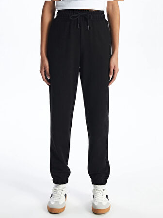 XSIDE Siyah Kadın Beli Lastikli Düz Jogger Eşofman Altı
