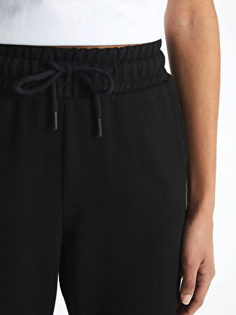 XSIDE Siyah Kadın Beli Lastikli Düz Jogger Eşofman Altı