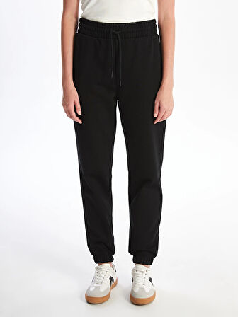 XSIDE Siyah Kadın Beli Lastikli Düz Jogger Eşofman Altı