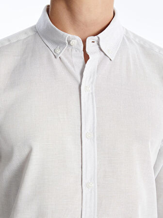 SOUTHBLUE Gri Slim Fit Uzun Kollu Poplin Erkek Gömlek