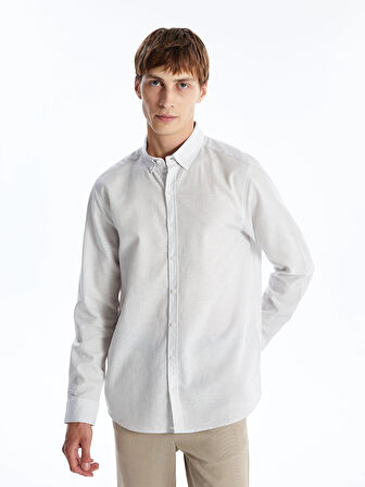 SOUTHBLUE Gri Slim Fit Uzun Kollu Poplin Erkek Gömlek