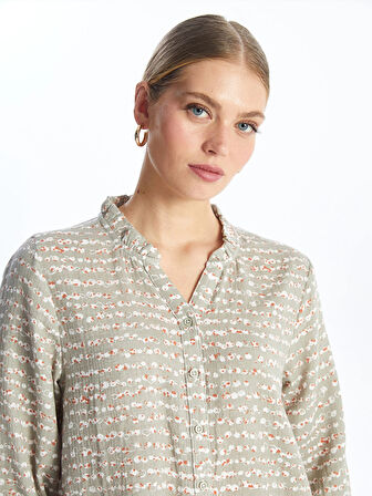 LCW Grace Bej Kaçık Yaka Desenli Kadın Bluz