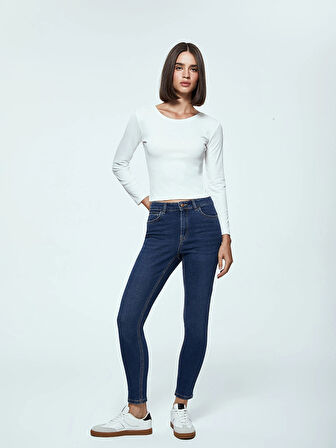 LCW Jeans Indigo Yüksek Bel Push Up Kadın Jean Pantolon