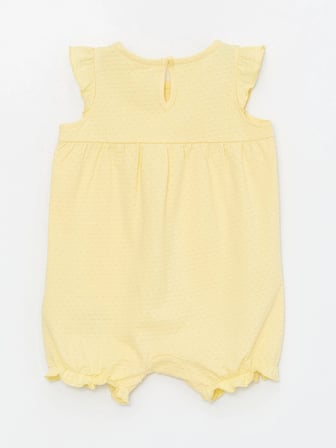 LCW baby Sari Bisiklet Yaka Kısa Kollu Kız Bebek Tulum