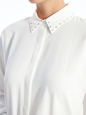 LCWAIKIKI Classic EKRU Parlak Taşlı Kadın Gömlek Tunik