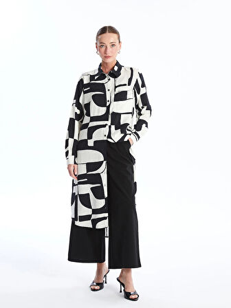 LCWAIKIKI Classic SİYAH Desenli Kadın Gömlek Tunik