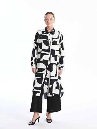 LCWAIKIKI Classic SİYAH Desenli Kadın Gömlek Tunik