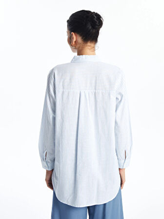 LCWAIKIKI Classic LACİVERT Çizgili Kadın Gömlek Tunik