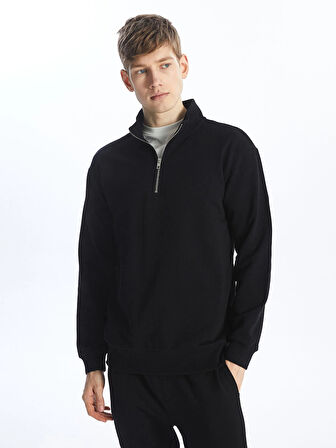 LCW Casual SİYAH Dik Yaka Uzun Kollu Erkek Sweatshirt