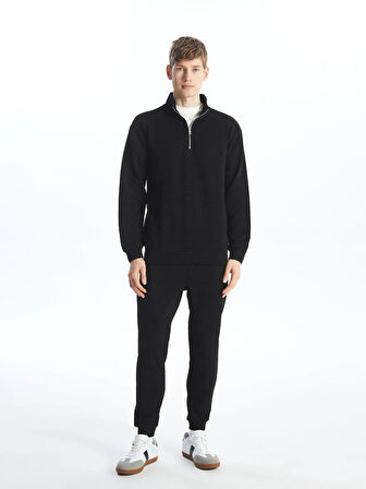 LCW Casual SİYAH Dik Yaka Uzun Kollu Erkek Sweatshirt