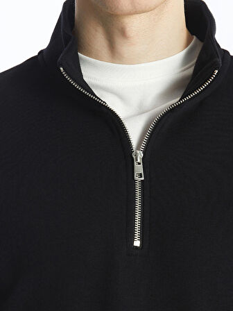LCW Casual SİYAH Dik Yaka Uzun Kollu Erkek Sweatshirt