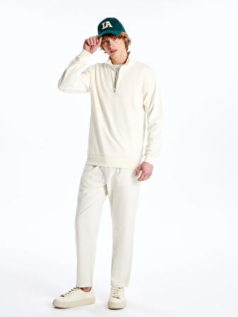 LCW Casual BEJ Dik Yaka Uzun Kollu Erkek Sweatshirt