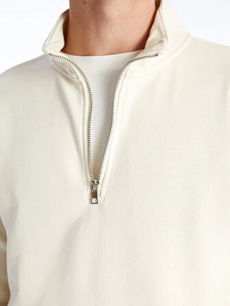 LCW Casual BEJ Dik Yaka Uzun Kollu Erkek Sweatshirt