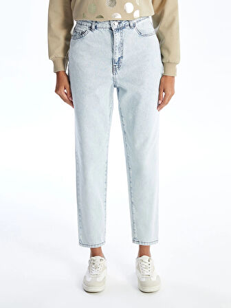 LCW Modest Mavi Mom Fit Kadın Jean Pantolon
