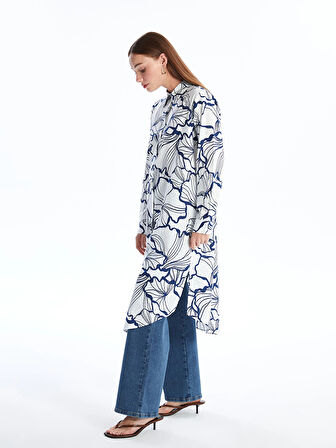 LCWAIKIKI Classic EKRU Desenli Kadın Gömlek Tunik