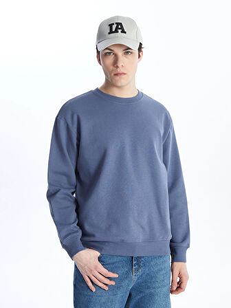 LCW Casual İNDİGO Bisiklet Yaka Uzun Kollu Erkek Kalın Sweatshirt