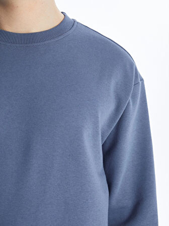 LCW Casual İNDİGO Bisiklet Yaka Uzun Kollu Erkek Kalın Sweatshirt