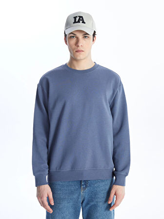 LCW Casual İNDİGO Bisiklet Yaka Uzun Kollu Erkek Kalın Sweatshirt