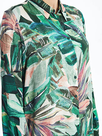 LCWAIKIKI Classic YEŞİL Desenli Kadın Gömlek Tunik