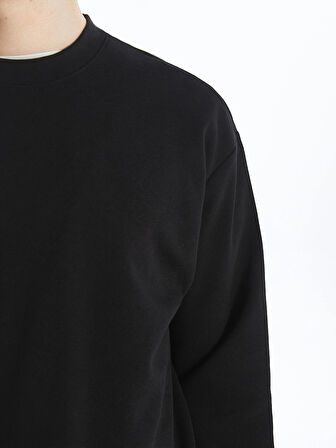 LCW Casual SİYAH Bisiklet Yaka Uzun Kollu Erkek Kalın Sweatshirt