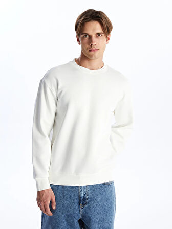 LCW Casual EKRU Bisiklet Yaka Uzun Kollu Erkek Kalın Sweatshirt