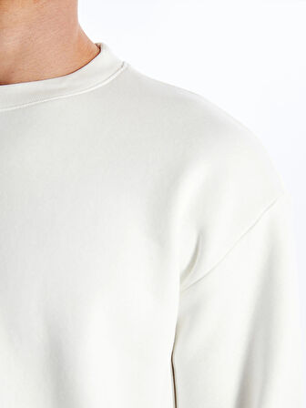 LCW Casual EKRU Bisiklet Yaka Uzun Kollu Erkek Kalın Sweatshirt