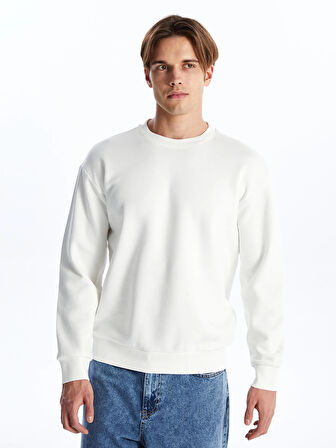 LCW Casual EKRU Bisiklet Yaka Uzun Kollu Erkek Kalın Sweatshirt