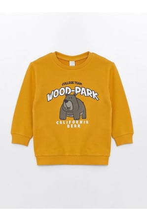 LCW Kids  Bisiklet Yaka Kalın Baskılı Erkek Çocuk Sweatshirt