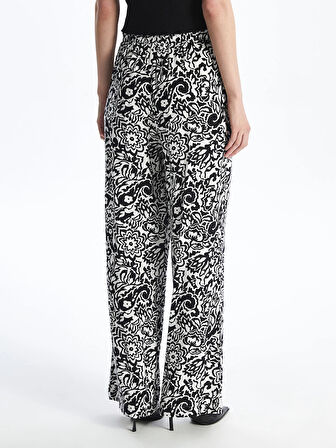 LCW Vision Siyah Beli Lastikli Desenli Kadın Pantolon