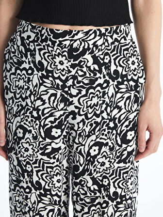 LCW Vision Siyah Beli Lastikli Desenli Kadın Pantolon