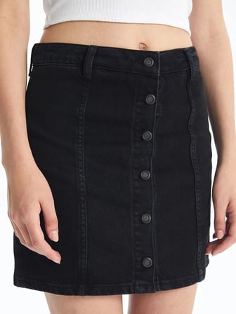 LCW Jeans Siyah Standart Fit Kadın Jean Etek