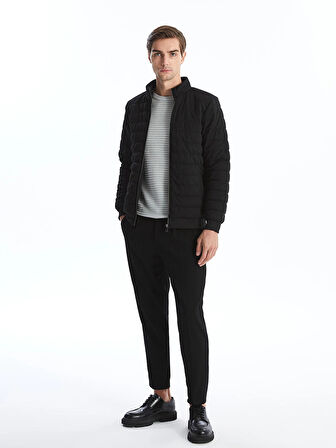 LCW Vision Siyah Slim Fit Dik Yaka Erkek Mont