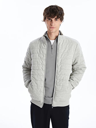 LCW Vision Gri Slim Fit Dik Yaka Erkek Mont