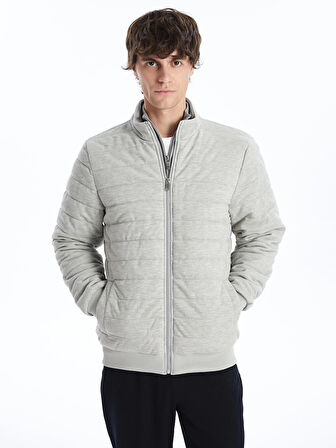 LCW Vision Gri Slim Fit Dik Yaka Erkek Mont