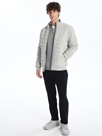 LCW Vision Gri Slim Fit Dik Yaka Erkek Mont