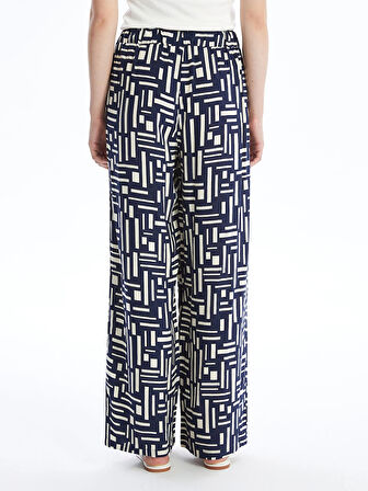 LCW Modest Mavi Beli Lastikli Desenli Kadın Palazzo Pantolon