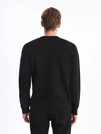 LCWAIKIKI Classic Siyah Bisiklet Yaka Uzun Kollu Erkek Kalın Sweatshirt