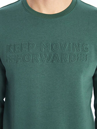 LCWAIKIKI Classic Yeşil Bisiklet Yaka Uzun Kollu Erkek Kalın Sweatshirt