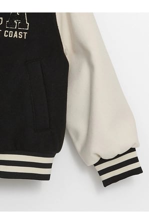 LCW Kids Yeni Siyah Nakışlı Kız Çocuk Bomber Mont