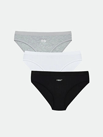 LCW Young Siyah Baskılı Bikini Külot 3'lü Paket