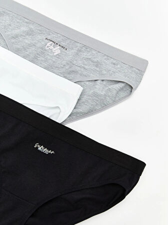 LCW Young Siyah Baskılı Bikini Külot 3'lü Paket