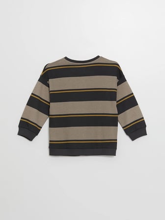 Lcw Kids Antrasit Bisiklet Yaka Uzun Kollu Çizgili Erkek Çocuk Sweatshirt