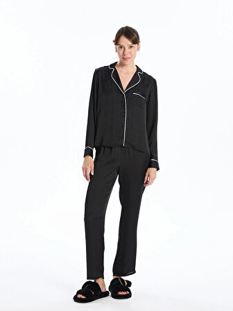 LCW DREAM Siyah Gömlek Yaka Kadın Pijama Takımı