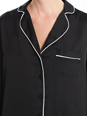 LCW DREAM Siyah Gömlek Yaka Kadın Pijama Takımı