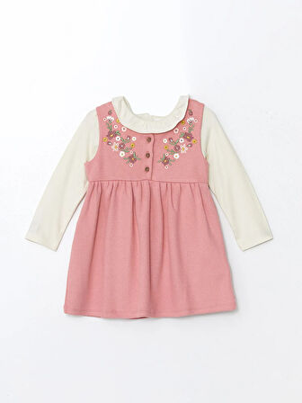 Nakışlı Kız Bebek Elbise ve Bluz 2'li Takım_W4DC57Z1-RSS868414415923118-24 Ay